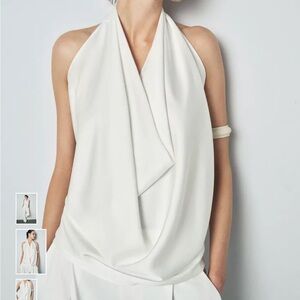 Zara White Draped Halter Top
